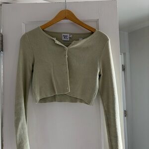 Princess Polly Light Green Cropped Cardigan